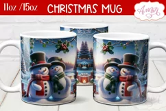 Christmas snowman mug sublimation wrap PNG 11oz 15oz Product Image 2