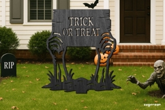 Trick or Treat Garden Stake Laser Cut | Glowforge | SVG Product Image 1