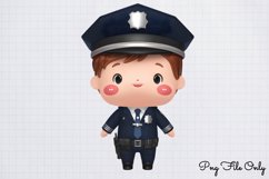 Watercolor Cute Police Clipart PNG Product Image 1