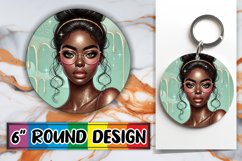 Cheerful Round Car Coaster, Afro Girl Product Image 1