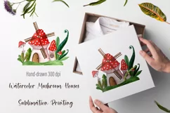Watercolor Mushroom Houses Sublimation Product Image 1