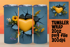 Playful 20oz Tumbler Template , 3D Heart Product Image 1