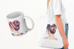Patriotic Messy Bun Girls Clipart Product Image 3