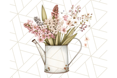 Watering Can Flowers PNG, Rustic Floral Watercolor Clipart Product Image 3