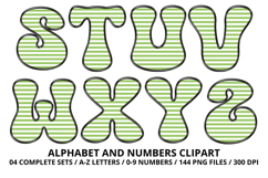Stripes Alphabet Letters &amp; Numbers Clipart PNG 300DI Product Image 4