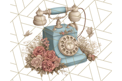 Vintage Cottagecore PNG Clipart, Phones Teacups Home Decor Product Image 2