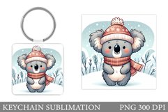 Christmas Koala Keychain. Christmas Keychain Sublimation Product Image 1