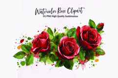 Watercolor rose bouquet clipart sublimation Product Image 1