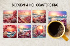 3D Seashell Beach Square Coaster Sublimation Designs Product Image 1