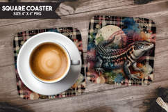 Lizard, Pets &amp; Animals, Buffalo Plaid Square Coaster PNG Product Image 1