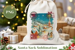 Christmas Village Santa Sack, Retro Christmas Gift Bag Product Image 1
