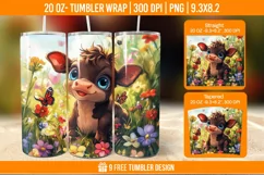 Highland Cow Tumbler Wrap Designs, Sublimation Wrap Product Image 1