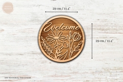 Welcome Floral Door Sign Laser Cut | Wooden Door Hanger Product Image 3