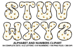 Honey bee Alphabet png clipart, honey bee letters doodle Product Image 4
