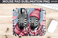 Watercolor Zebra Mouse Pad Sublimation - Valentines PNG Product Image 1