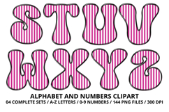 Stripes Alphabet Letters &amp; Numbers Clipart PNG 300DI Product Image 4