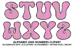 Stripes Alphabet Letters & Numbers Clipart PNG 300DI Product Image 4