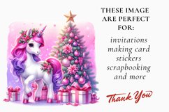 christmas unicorn clipart, cute christmas unicorn bundle Product Image 2