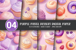 Purple Pastel Dessert Digital Paper Product Image 1