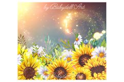 Sunflower Glitter 20 OZ Tumbler Sublimation Design PNG Product Image 2