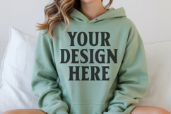 Dark Heather Gildan 18500 Hoodie Sweatshirt Mockup, Unisex Product Image 1