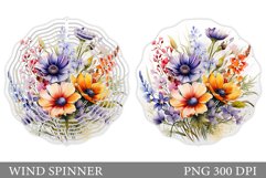 Wildflowers Wind Spinner. Floral Wind Spinner Sublimation Product Image 1