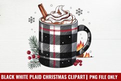 Black White Plaid Christmas clipart PNG Product Image 1