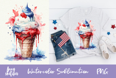 Patriotic Ice Cream Cone PNG for Sublimation Design Product Image 1