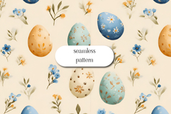 Easter Egg Seamless Pattern Watercolor Floral Design Product Image 1