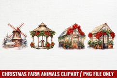 Watercolor Christmas Farm Clipart Product Image 1