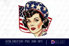 Retro American Mom Watercolor Clipart Product Image 1