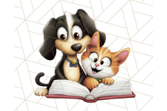 Dog and Cat Friends PNG, Cute Pet Clipart, Funny Animal Art Product Image 2