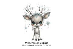 Snowflake Reindeer Watercolor PNG Product Image 1
