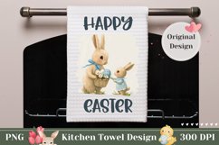 Happy Easter Dish Towel, Cartoon Easter Bunny PNG Product Image 1