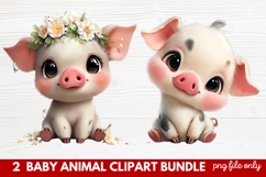 Baby Animal Clipart | Cute Nursery Wildlife PNG Illustration Product Image 1