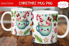 Cute Christmas mug PNG wrap, Hot cocoa coffee mug PNG Product Image 2