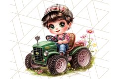 Kids Farm Clipart, Cute Farmer and Farm Animal PNG Product Image 3