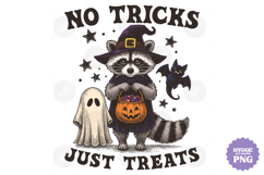 Vintage Funny Sarcastic Feral Witch Raccoon Halloween PNG Product Image 1
