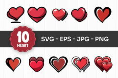 Glossy Red Cartoon Hearts Illustration SVG PNG Product Image 1