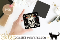 Celestial Fridge Magnet, Gothic Skull Magnet Design Product Image 1