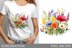 Wildflowers Sublimation. Wildflowers T-Shirt Sublimation Product Image 1