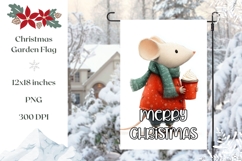 Merry Christmas Garden Flag, Cartoon Mouse Garden Flag PNG Product Image 1