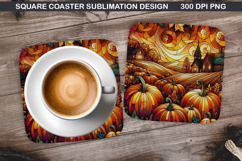 Pumpkin Coaster Sublimation, Halloween Coaster PNG Design Product Image 1