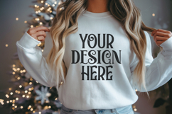 Christmas Gildan 18000 Light Pink Crewneck Sweatshirt Mockup Product Image 1
