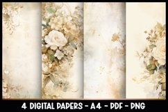 4 Digital Papers Vintage Flowers Gold I Planner Pages Product Image 1