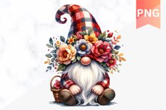 Floral Gnome Sublimation - Gnome Clipart Design Product Image 1