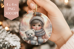 Winter Girl and Polar Bear Ornament PNG Product Image 1