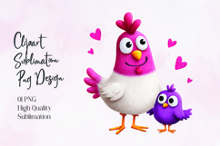 Cute Mother Bird with Baby Chicks Sublimation PNG Product Image 1