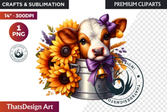 Autumn Cute animal in a bucket clipart Pumpkin thanksgiving Product Image 1