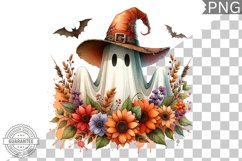 Halloween Ghost And Flowers Sublimation - Halloween Clipart Product Image 1